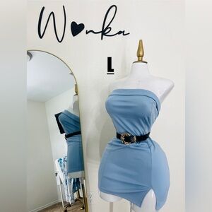 Blue Strapless Dress